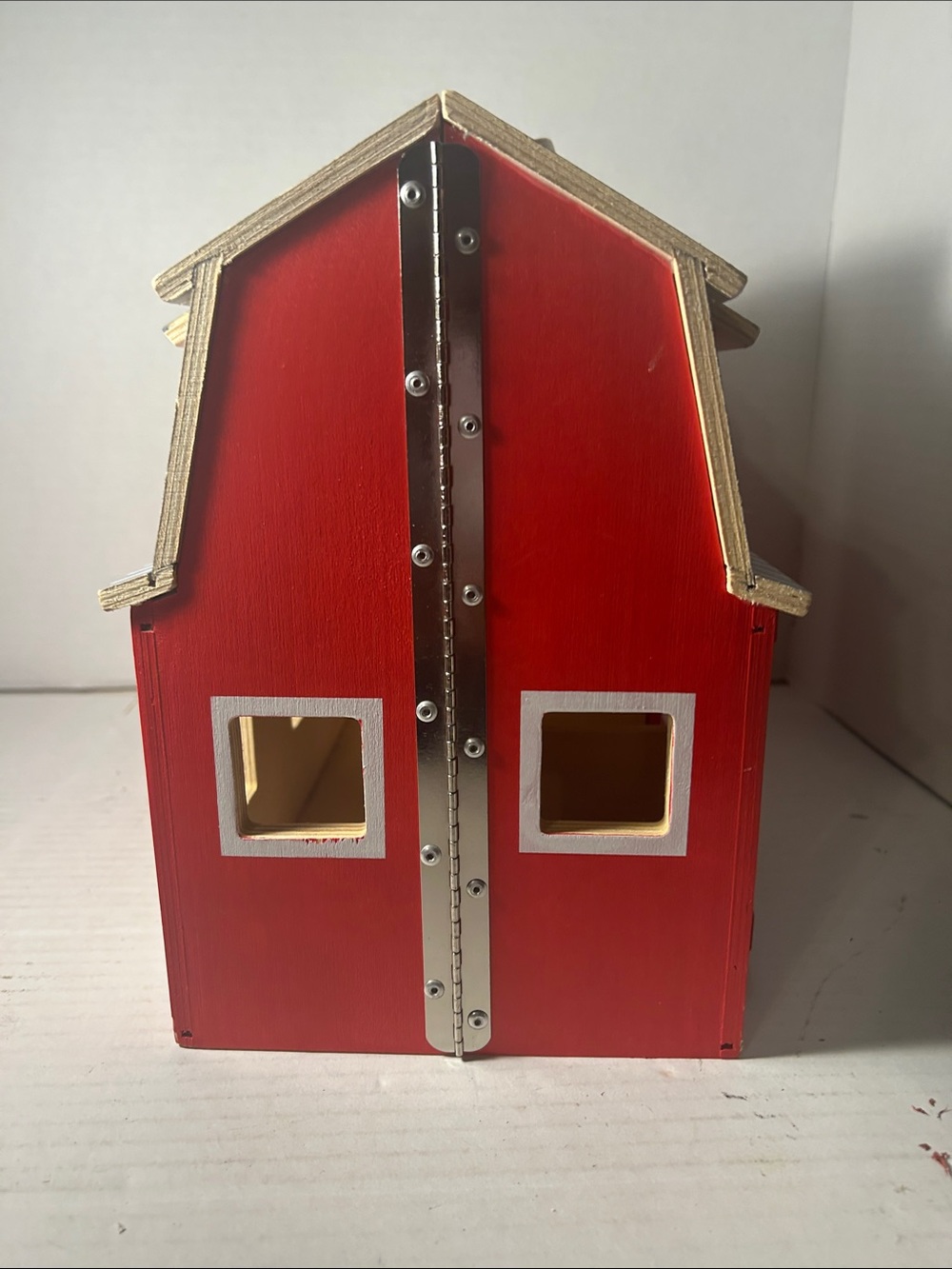 Melissa & Doug Red Wooden Barn with Gray Roof and White Trim - Picture 7 of 9